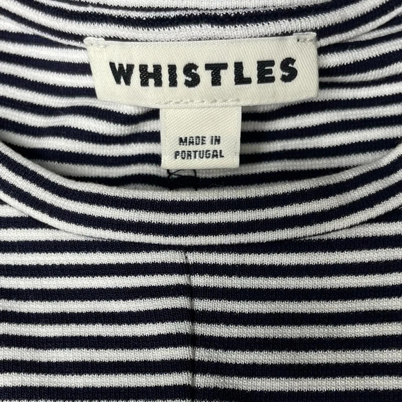 Whistles Dress Women’s 2 Emma 3/4 Sleeve Black White Stripe Jersey Knit Midi - Picture 7 of 9